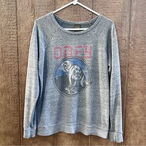 Obey Vintage Gray Wolf Sweatshirt Size Medium